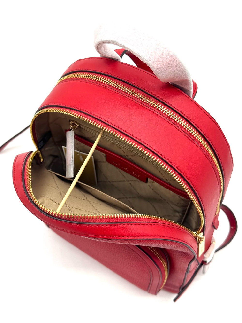 Michael Kors Jaycee Medium Signature Logo Backpack Bright Red - Picture 8 of 11